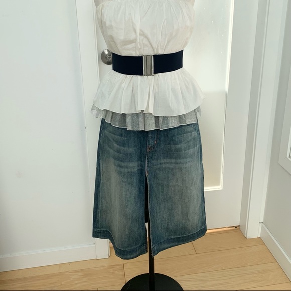 7 for all mankind denim front slit skirt - Picture 1 of 8